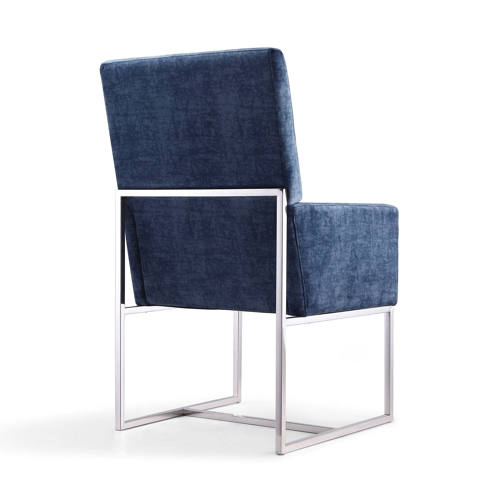 Alt View 2. Manhattan Comfort - Element Modern Metal Velvet Dining Chair - Blue.