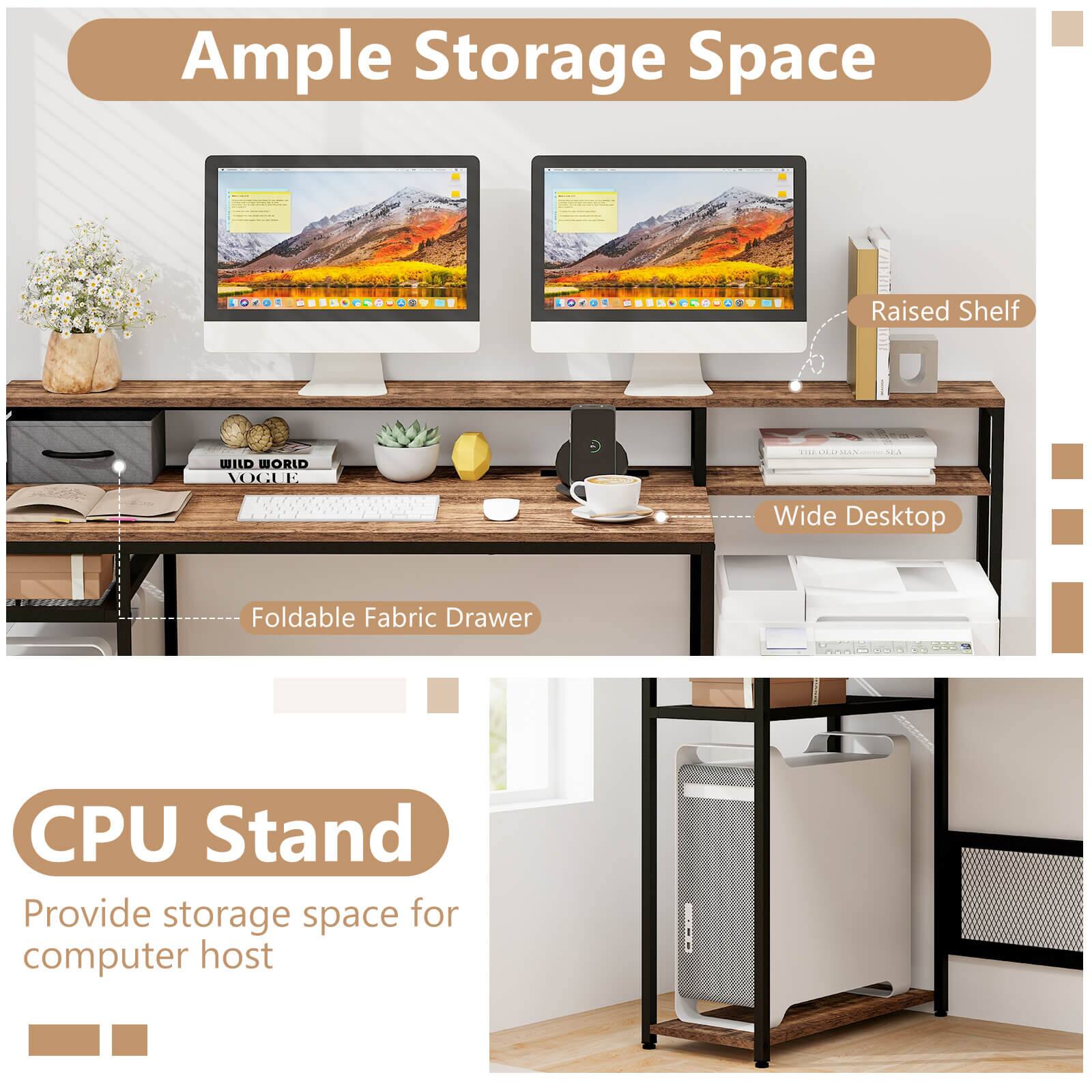 Ample Storage Space: Provide storage space for computer host.

Raised Shelf: WILD WORLD VOGUE ... CHL MA5-054 ... : Wide Desktop Foldable Fabric Drawer CPU Stand.