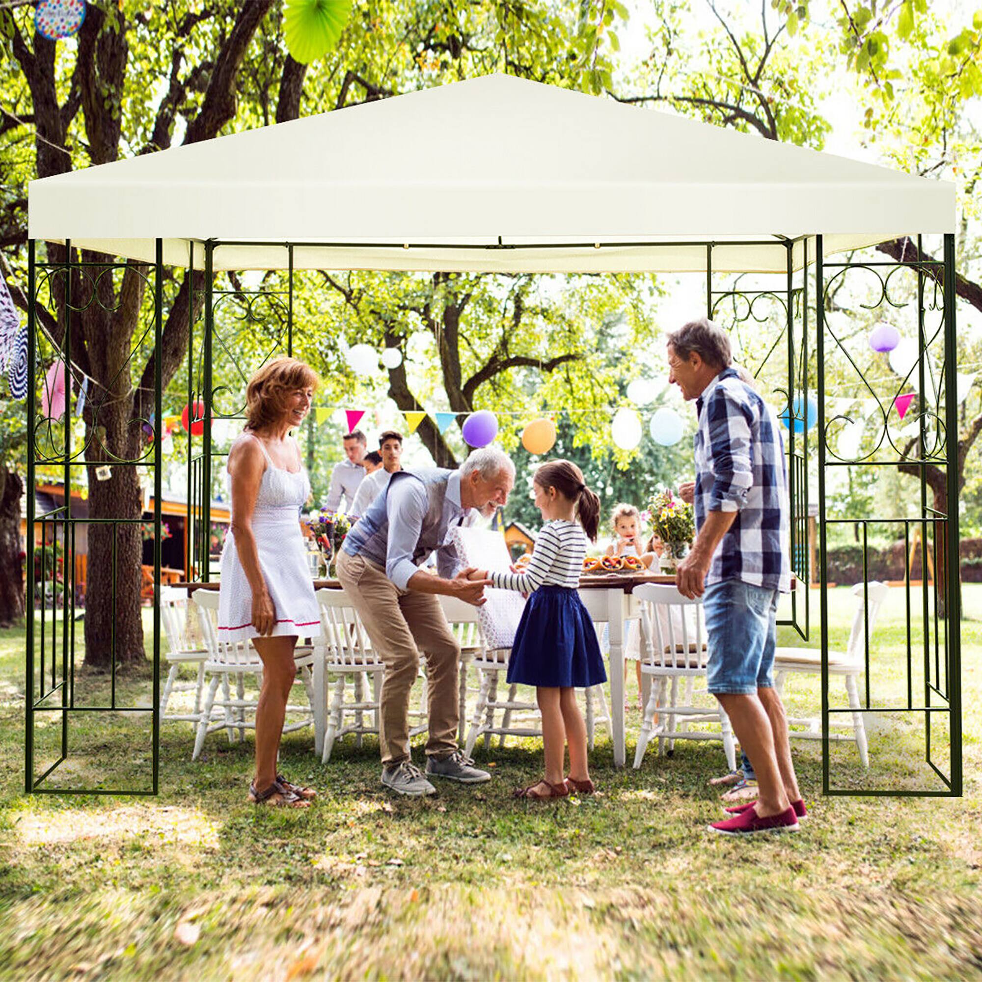 Alt View 8. Costway - Costway 10'x10' Patio Gazebo Canopy Tent Steel Frame Shelter Patio Party Awning - Beige.