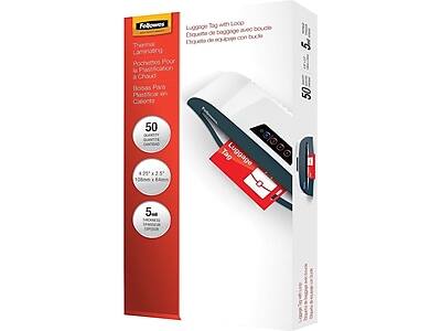 Fellowes - Thermal Laminating Pouches, Luggage Tag, 5 Mil, 50/Pack - Clear