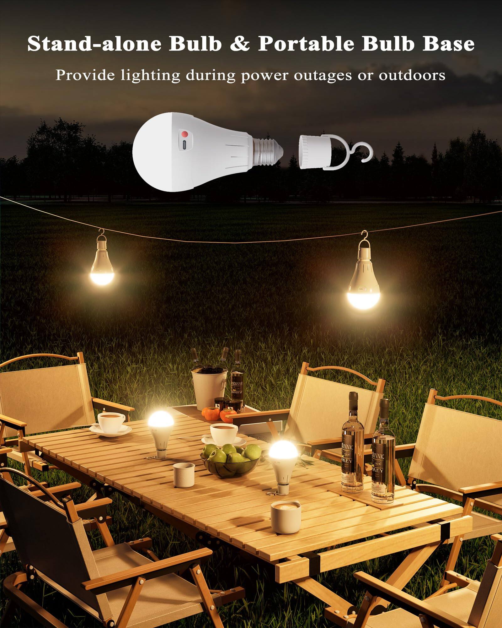 Stand-alone Bulb & Portable Bulb Base  
Provide lighting during power outages or outdoors