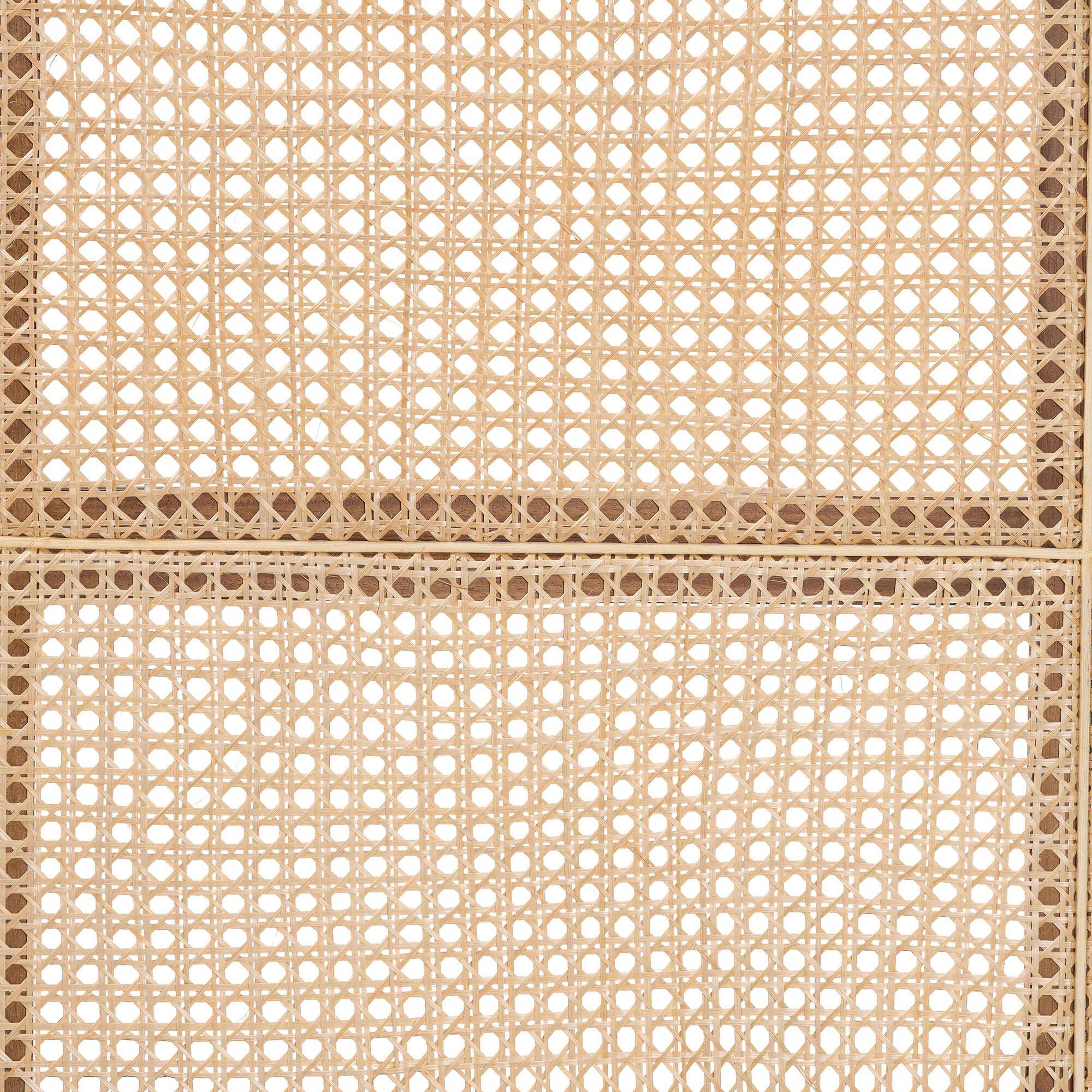 Left. Baxton Studio - Hermine Bamboo Woven Headboard - Solid Wood Bed Backrest Panel with Curved Top, Boho Coastal Bed Accent, Queen Size - Walnut Brown/Natural.