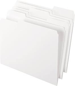 Pendaflex - Two-Tone Recycled File Folder, 1/3-Cut Tab, Assorted, Letter Size, 100/Box (152 1/3 WHI) - White