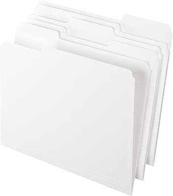 Front. Pendaflex - Pendaflex Two-Tone Recycled File Folder, 1/3-Cut Tab, Assorted, Letter Size, White, 100/Box (152 1/3 WHI) - White.