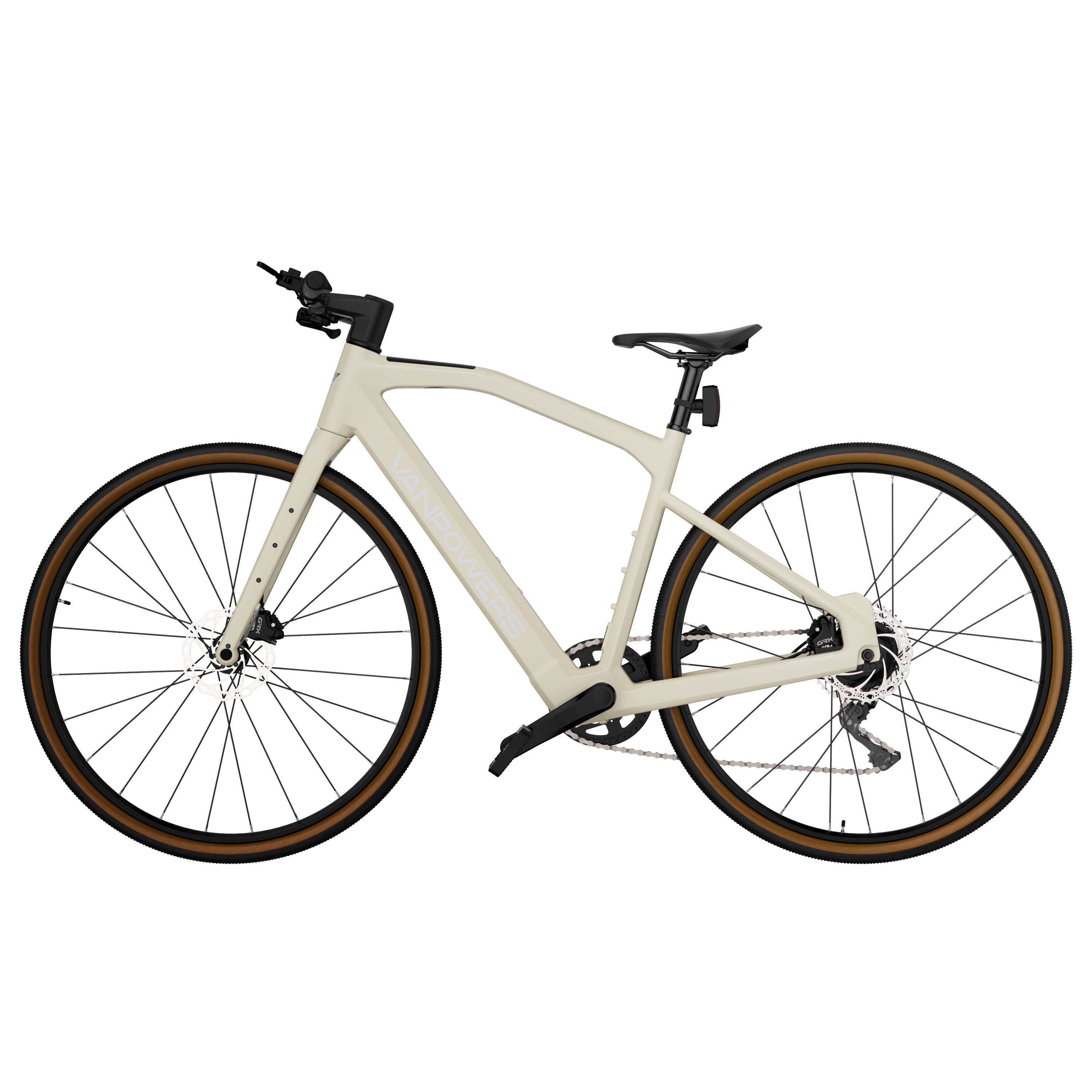 Left. Vanpowers - UrbanCross-Pro 350W Lightweight Gravel E-Bike - Sand Yellow.