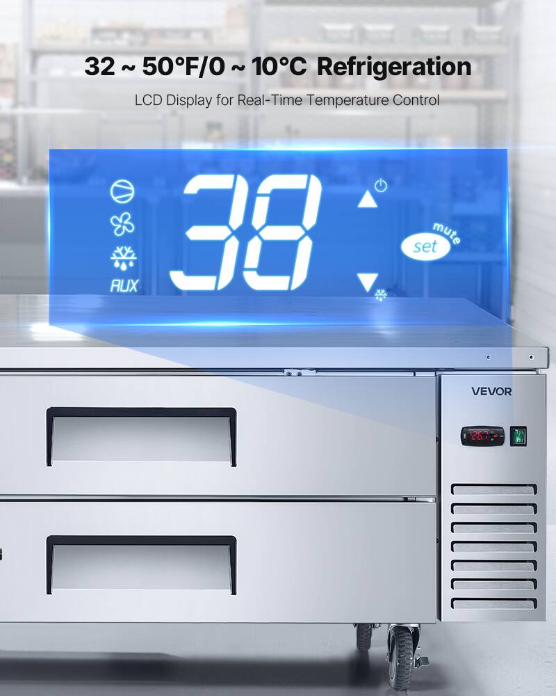 32~50°F/0~10°C Refrigeration  
LCD Display for Real-Time Temperature Control  
38 set mute AUX  
VEVOR  
1.0