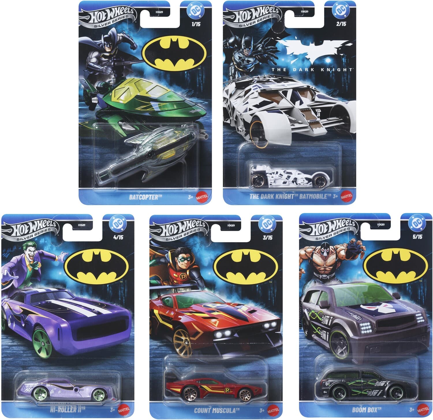 Mattel - Hot Wheels 1:64 Silver Series Batman 10-Piece S Assortment (DC) - COLLECTIBLES - Multicolor