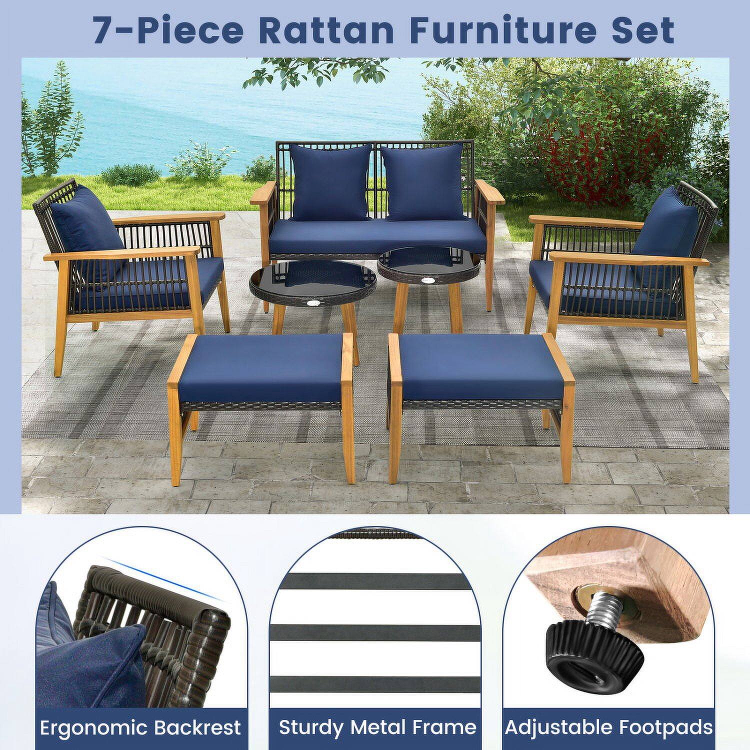 7-Piece Rattan Furniture Set

Ergonomic Backrest  
Sturdy Metal Frame  
Adjustable Footpads