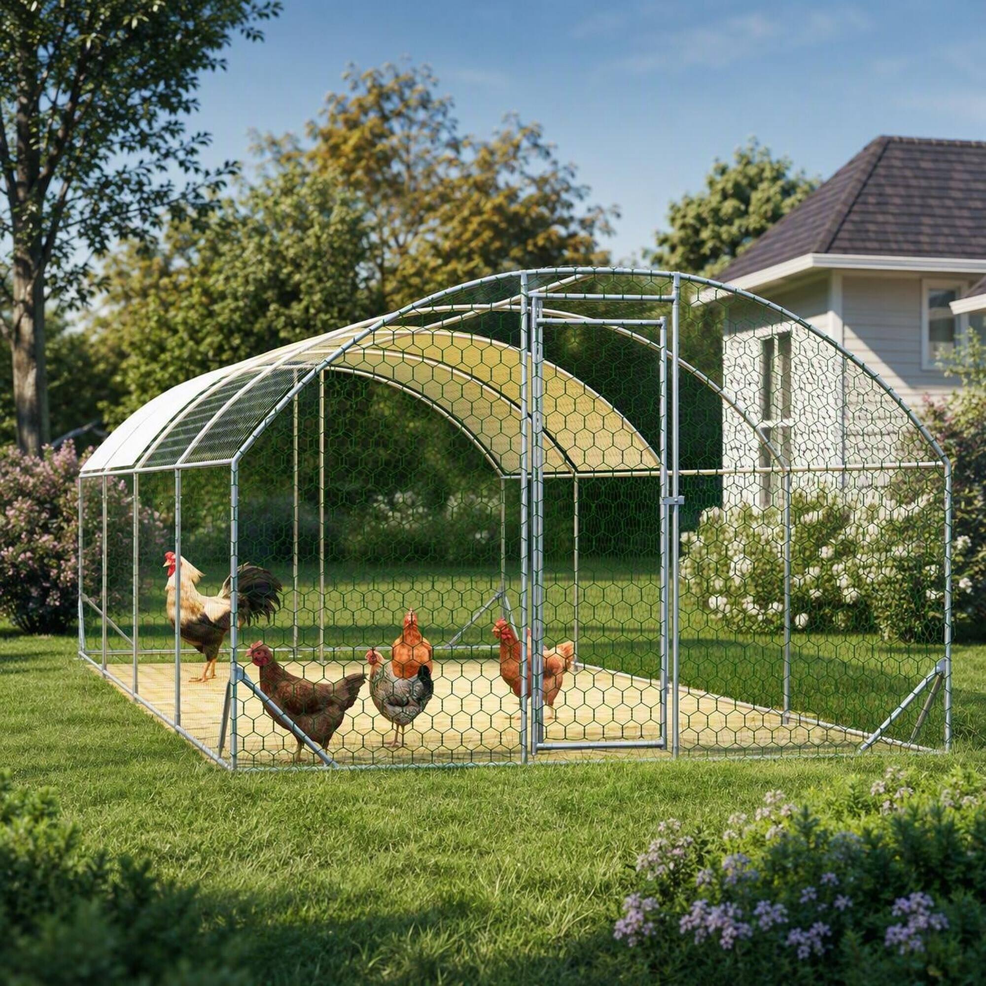 RYHNUYNE Large Metal Chicken Coop, 258.2 sq ft Walk in Poultry Cage ...