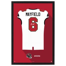 Sporticulture - Baker Mayfield Tampa Bay Buccaneers Away Jersey Framed Art Print - White