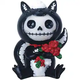 Pacific Trading - Furrybones Odo Skeleton in Skunk Costume Holding Roses Halloween Figurine - Black