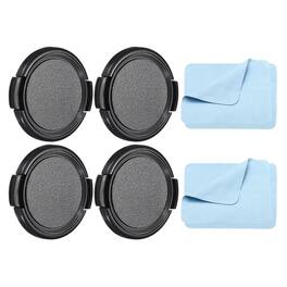 Unique Bargains - 4pcs 46mm Sides Pinch Lens Cap with Cloth for Nikon/Fujifilm/Pentax/Leica - Black
