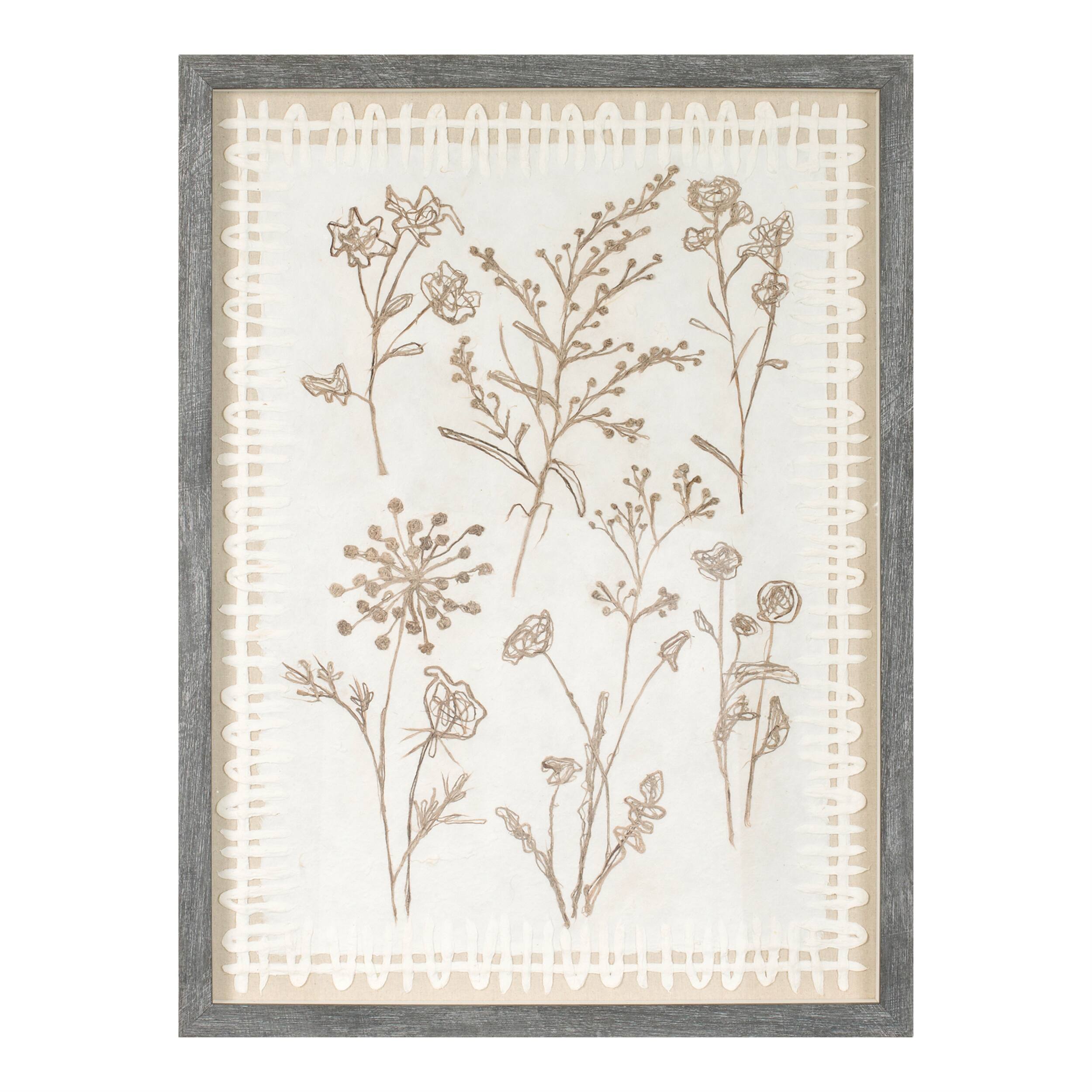 Angle. BreeBe - Framed Floral Wall Art Under Glass  (Set of 2) - Beige, Brown.