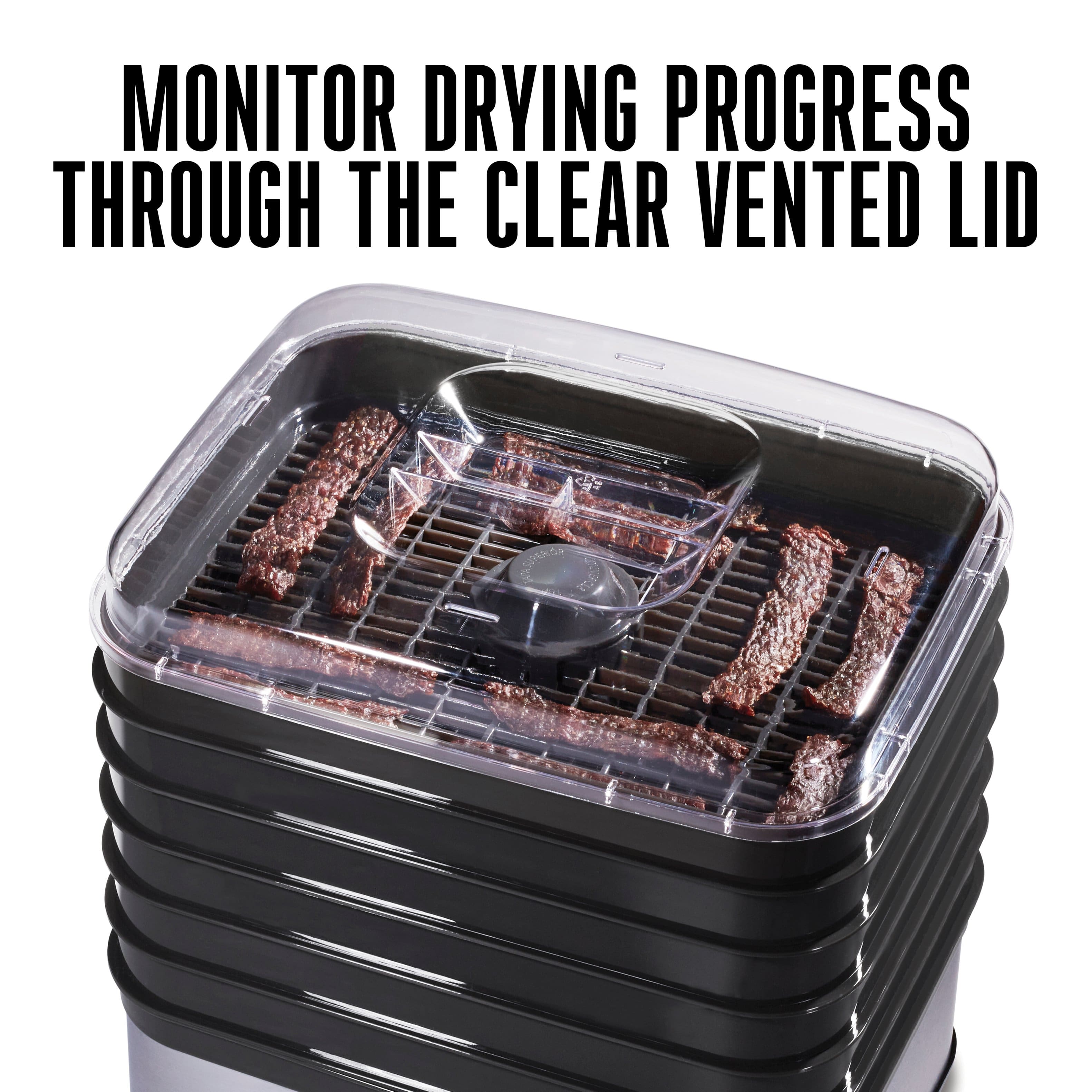 MONITOR DRYING PROGRESS THROUGH THE CLEAR VENTED LID