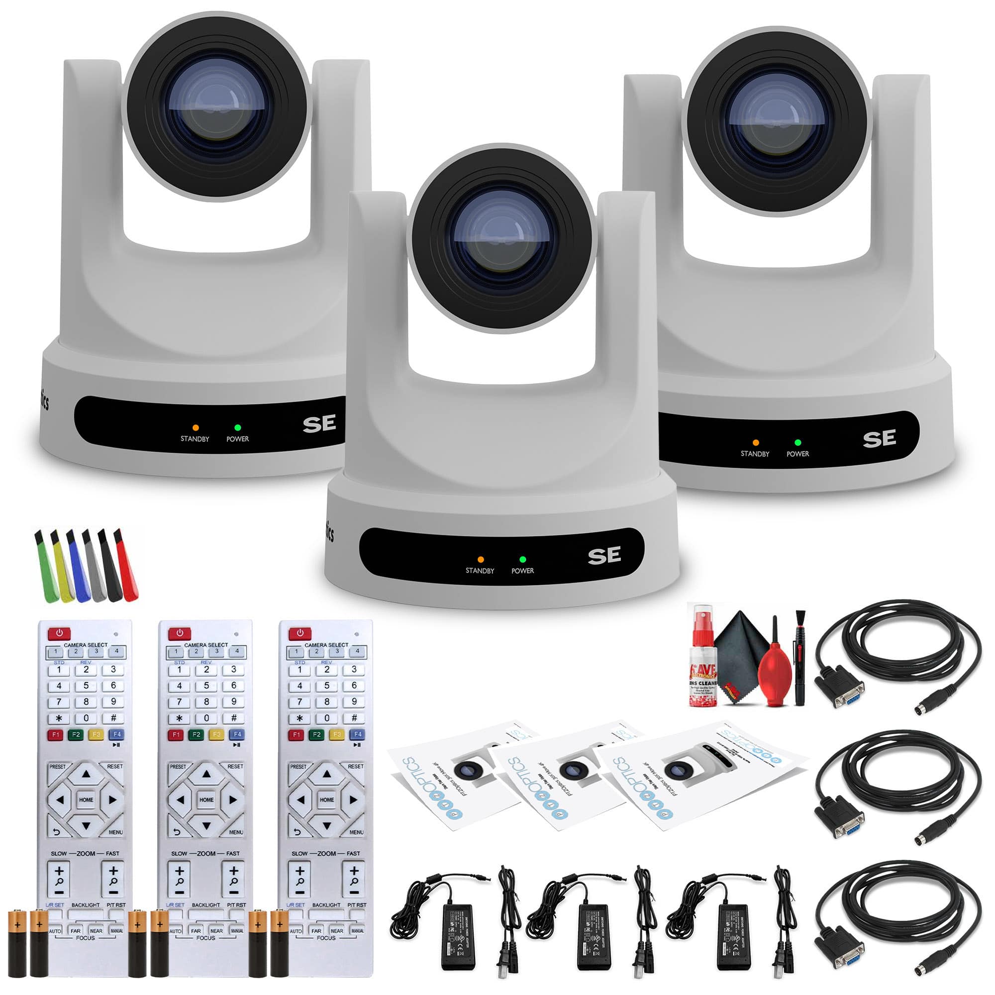 3 x PTZOptics Move SE PTZ Camera with 20x Optical Zoom (White) (PT20X-SE-WH-G3)