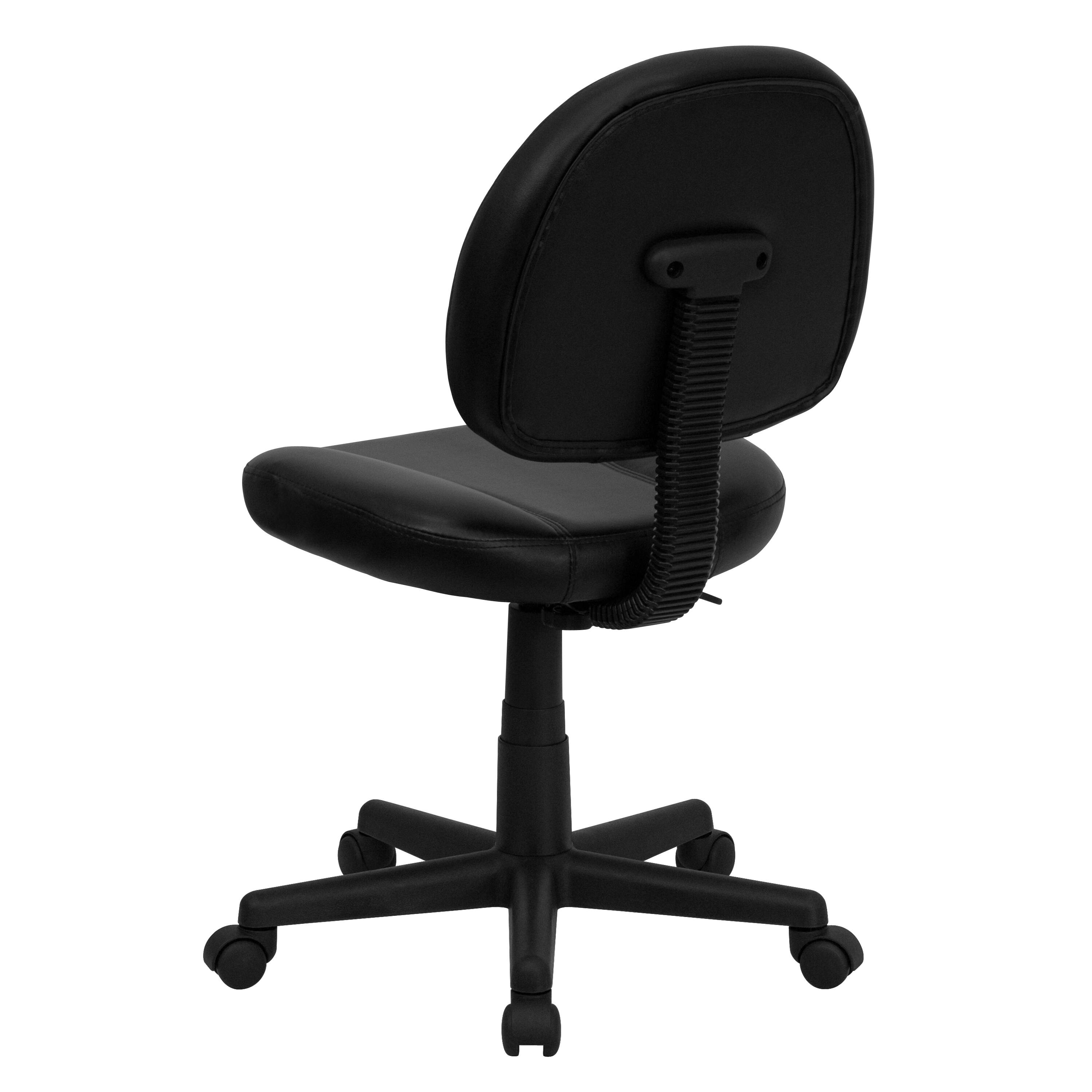 Alt View 5. Emma + Oliver - Mid-Back Leather Swivel Ergonomic Task Office Chair with Back Depth Adjustment - Black.