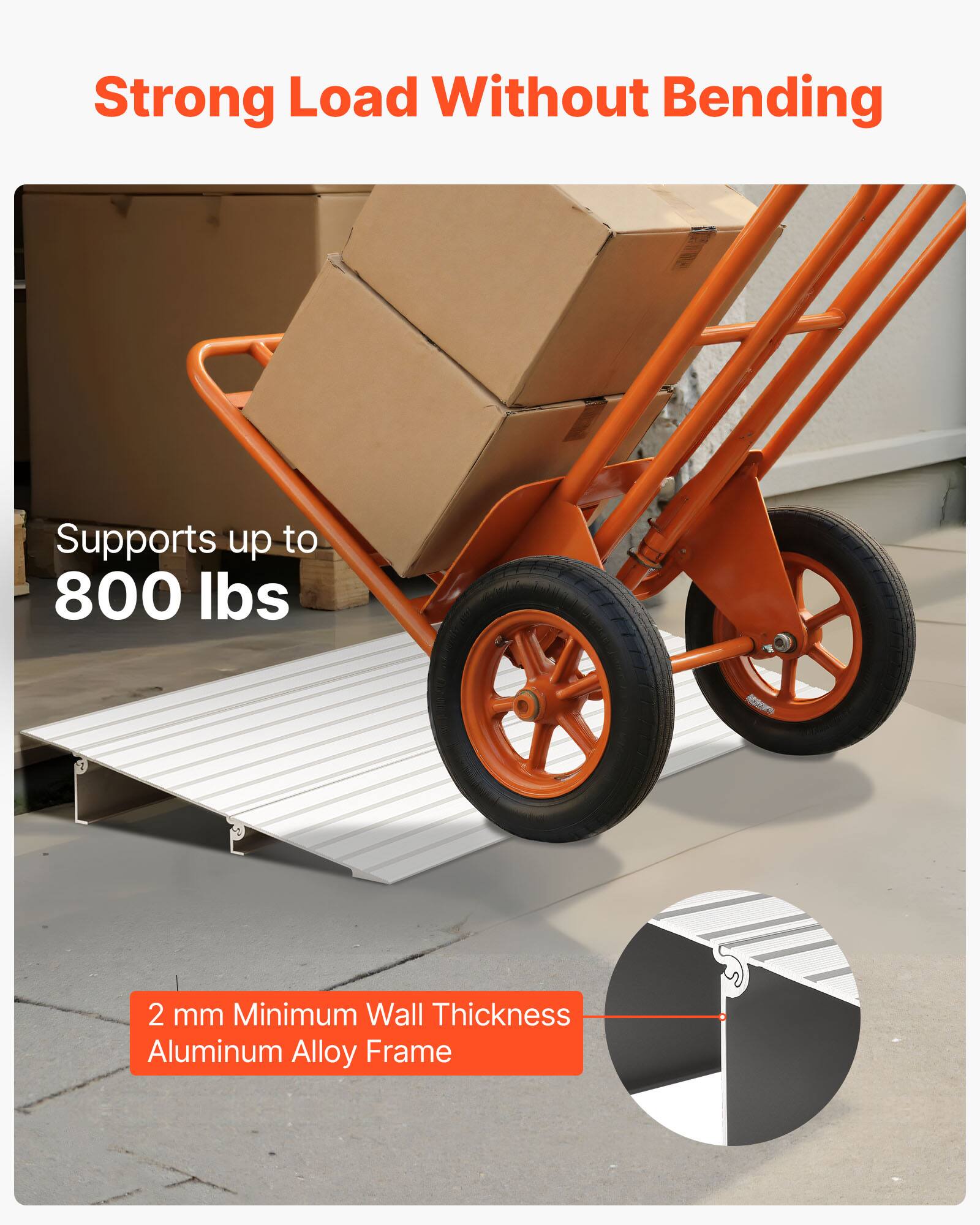 Strong Load Without Bending  
Supports up to 800 lbs  
2 mm Minimum Wall Thickness Aluminum Alloy Frame