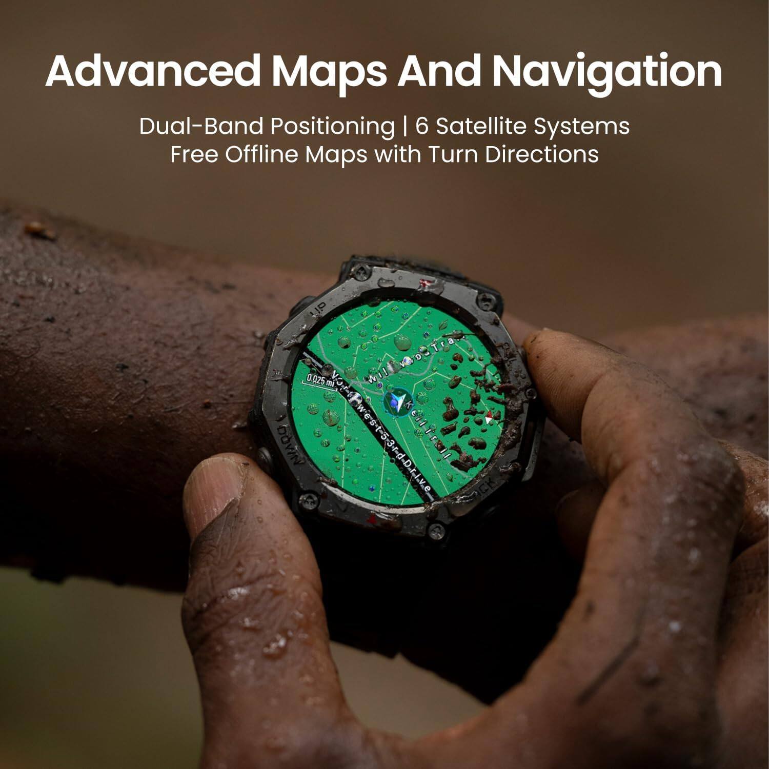 Advanced Maps and Navigation: Dual-Band Positioning with 6 Satellite Systems for Free Offline Maps with Turn Directions.