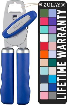 Zulay Kitchen - Heavy Duty Stainless Steel Manual Can Opener with Turn Knob & Comfy Soft Grip Handles - Royal Blue