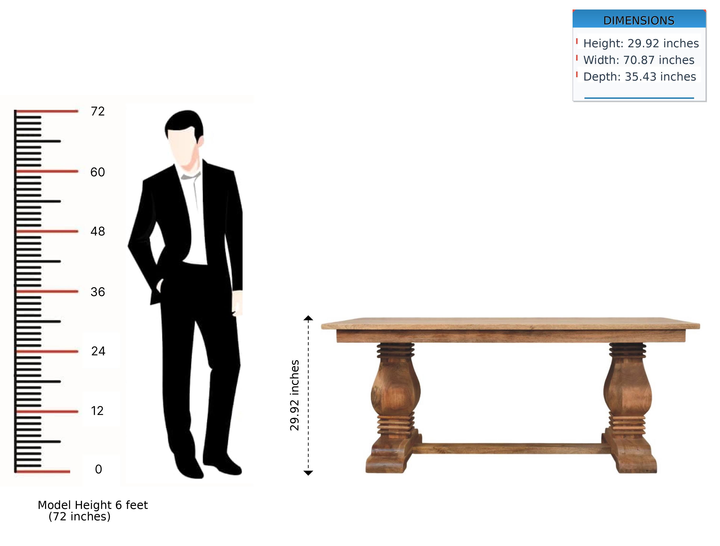 DIMENSIONS  
Height: 29.92 inches  
Width: 70.87 inches  
Depth: 35.43 inches  

Model Height: 6 feet (72 inches)