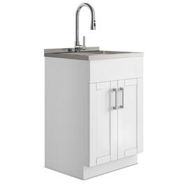 Modern Wide Shaker All-In-One 24-inch Laundry Utility Sink and Cabinet