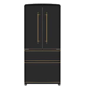 Forno Appliances - Luigi 18 Cu. Ft. Counter-Depth French Door Refrigerator with Antique Brass Handles - Black