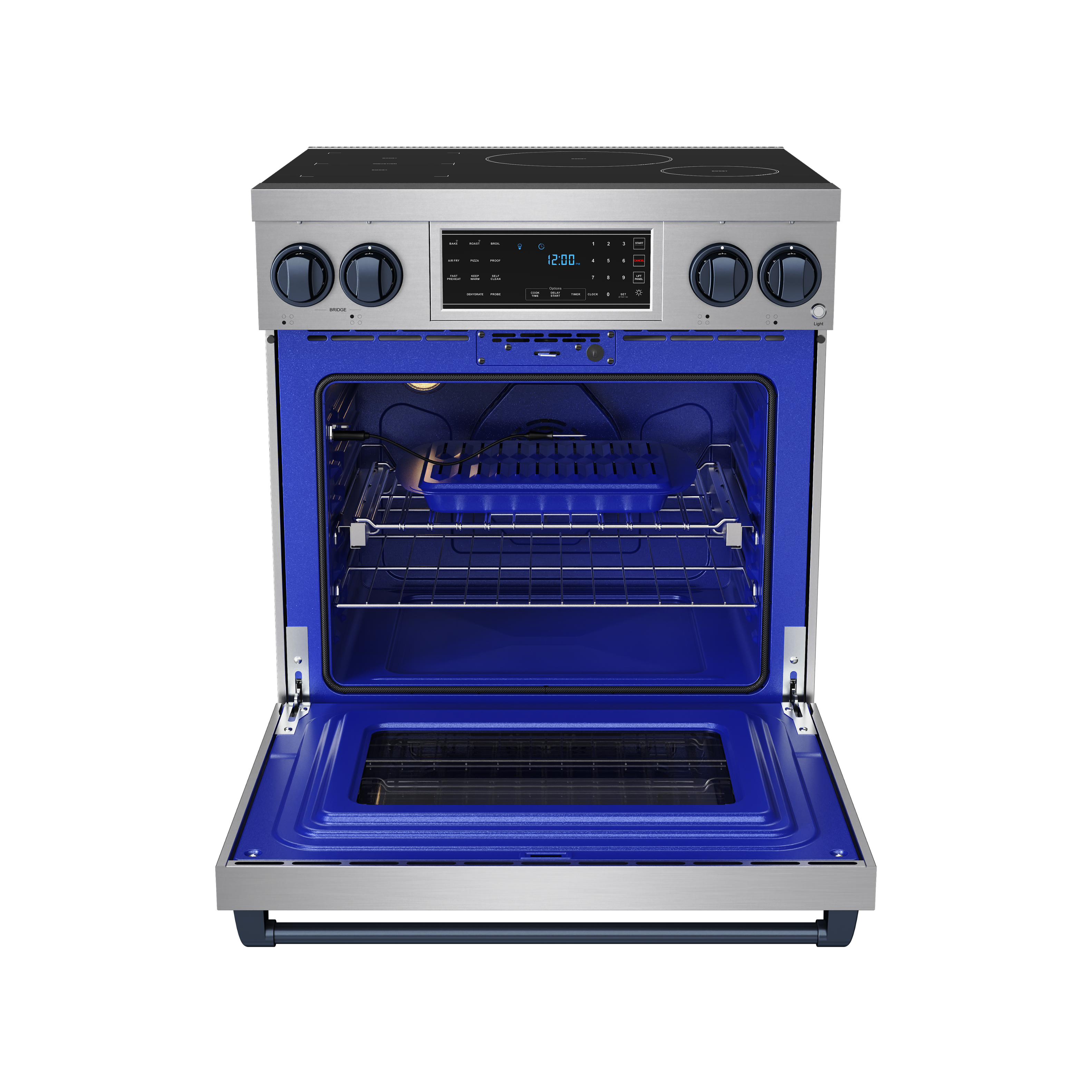 Alt View 1. Thor Kitchen - Gordon Ramsay Series by Thor Kitchen 4.8 Cu. Ft Freestanding Induction Range with Navy Blue Hardware - Stainless steel.