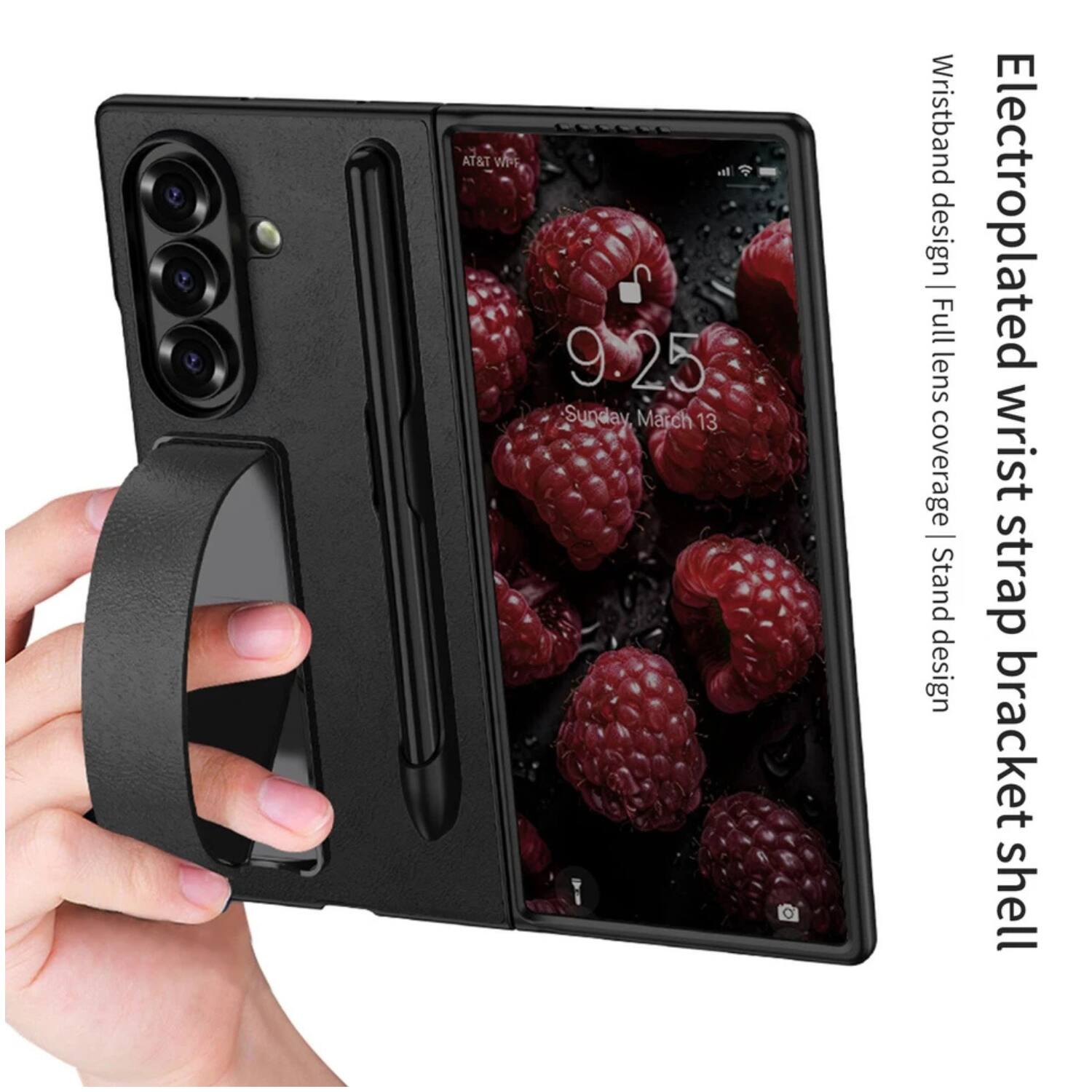 Electroplated wrist strap bracket shell  
Wristband design | Full lens coverage | Stand design  

AT&T WPE 9.25  
Sunday, March 13