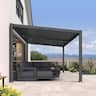 PURPLE LEAF - Louvered Pergola Slanted Roof Outdoor Gray Aluminum Hardtop Gazebo With Adjustable Rainproof roof for Patio Garden Yard - 10'×14'
