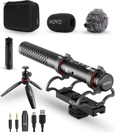 MOVO X1 Supercardioid Shotgun Microphone 3.5mm/XLR/USB C Camera MOVO X1 Supercardioid Shotgun Microphone 3.5mm/XLR/USB C Camera