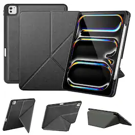 DTTO - Case for iPad Pro 13 Inch Case (M5/M4) 2025/2024, Origami Case with Multi fold, Pencil Holder, Support Auto Wake/Sleep - Black