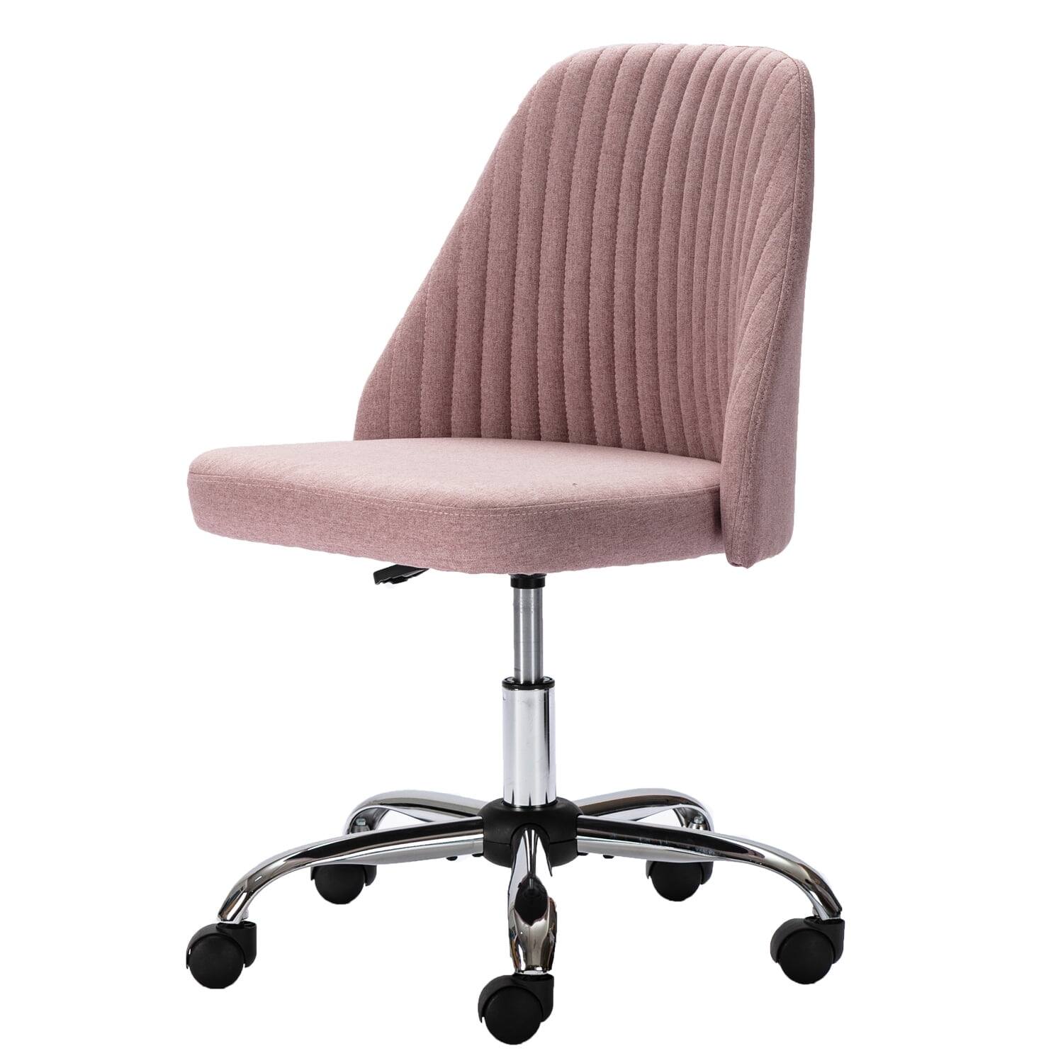 Front. AOITUN - Adjustable Rolling Chair, Home Office Desk Chair, Armless Computer Desk Chair for Home Office, Small Space, Bed Room - Pink.