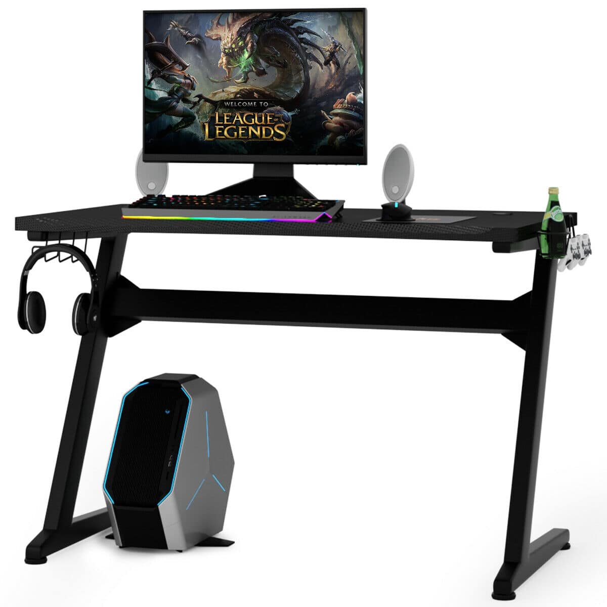 Gymax Gaming Desk Computer Studio Desk PC Table Z Shape Gamer