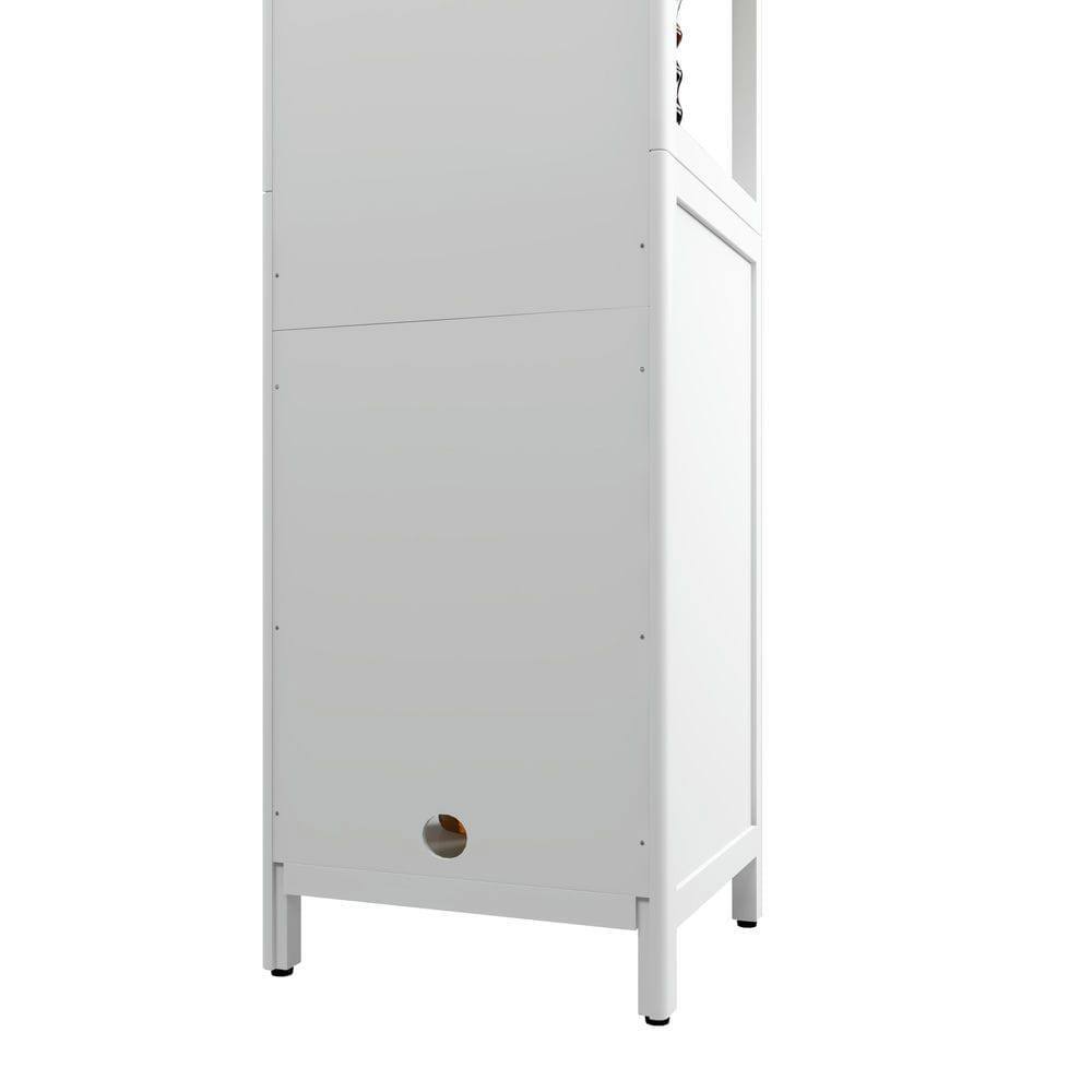 Alt View 6. Kadyn - A 52-foot-tall White linen tower bamboo storage cabinet, Suitable for main living spaces - White.
