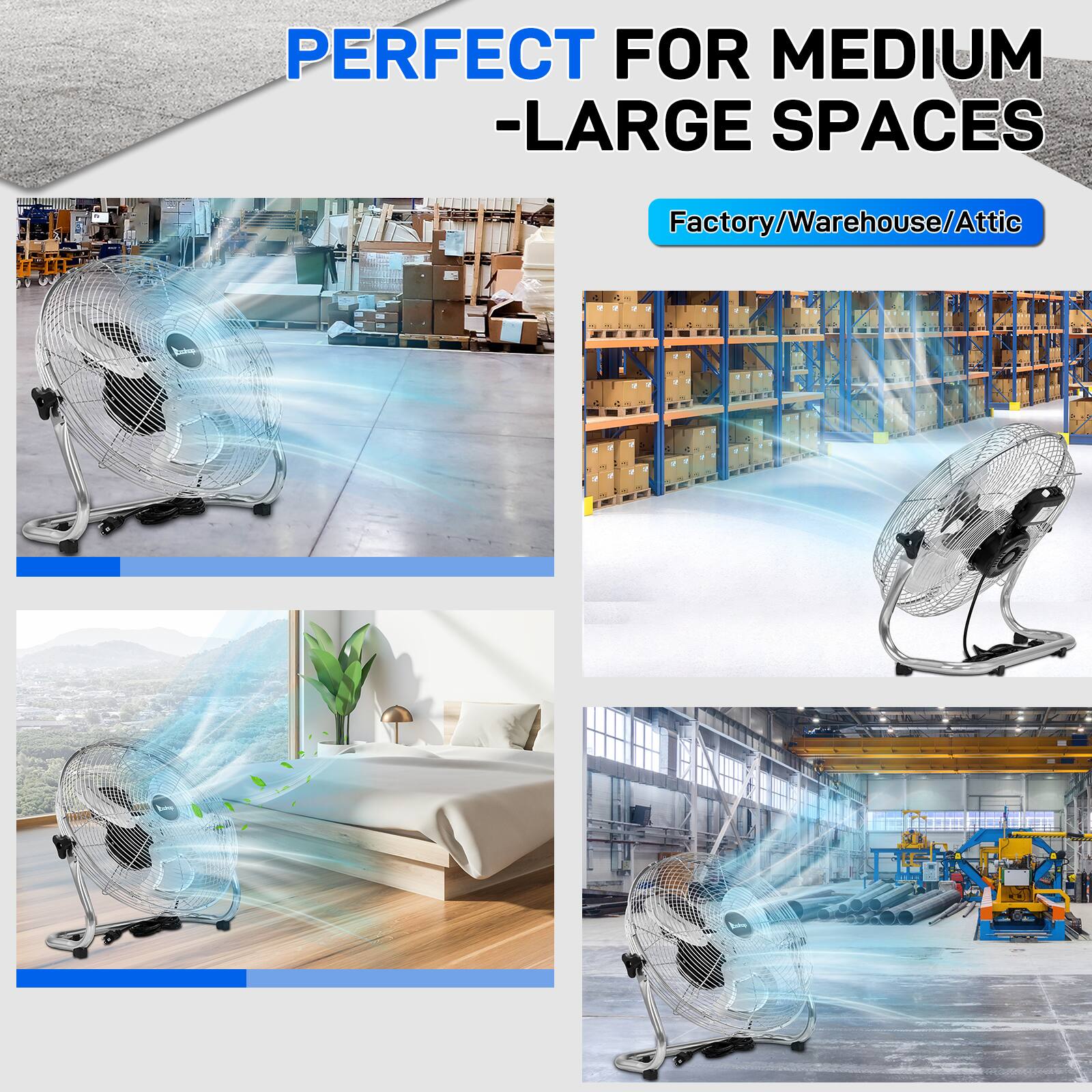 PERFECT FOR MEDIUM - LARGE SPACES  
Factory/Warehouse/Attic
