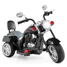 Costway - Kids Motorcycle, 6V Battery Powered 3-Wheel Electric Motorcycle for Kids with Horn - Black