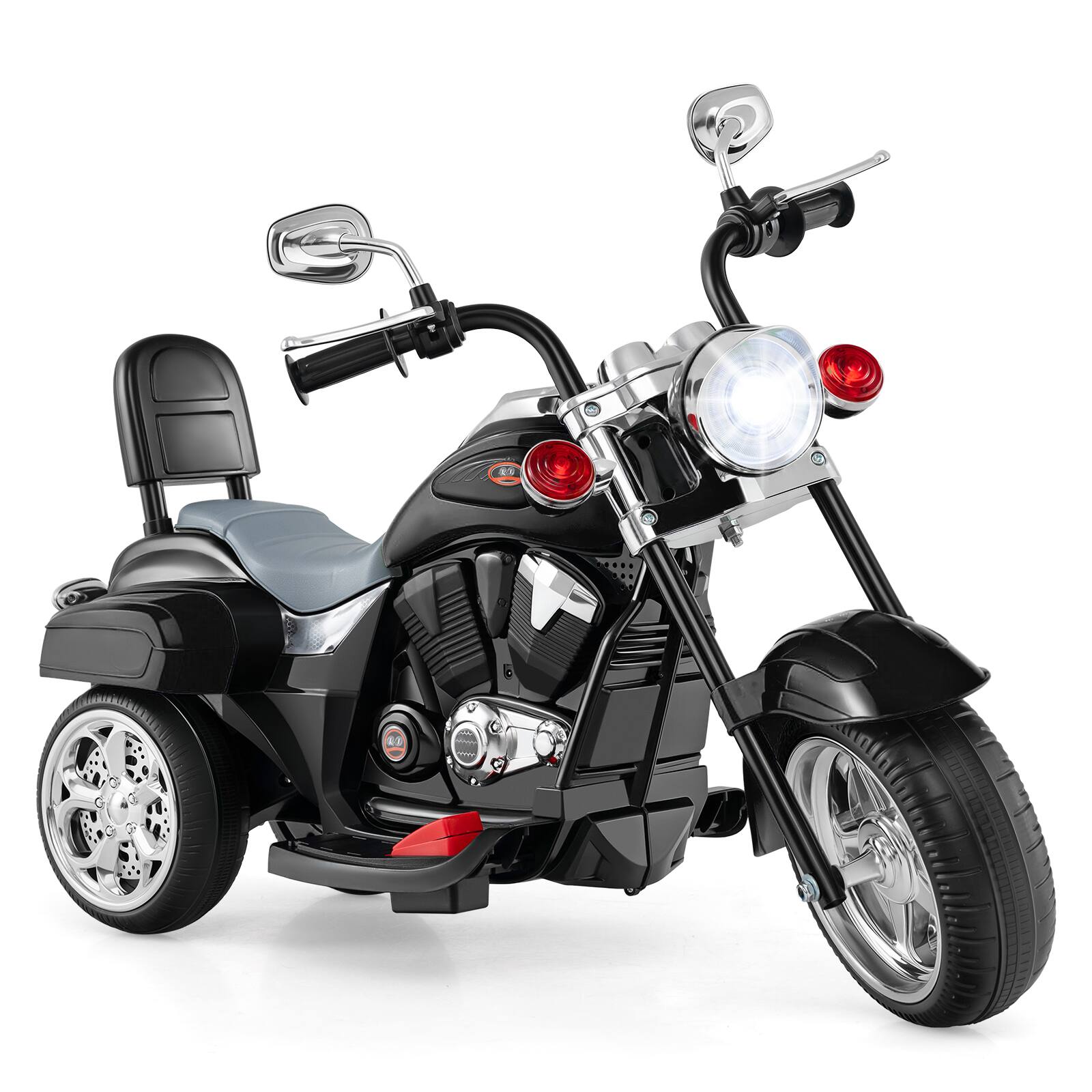 Front. Costway - Costway Kids Motorcycle, 6V Battery Powered 3-Wheel Electric Motorcycle for Kids with Horn - Black.