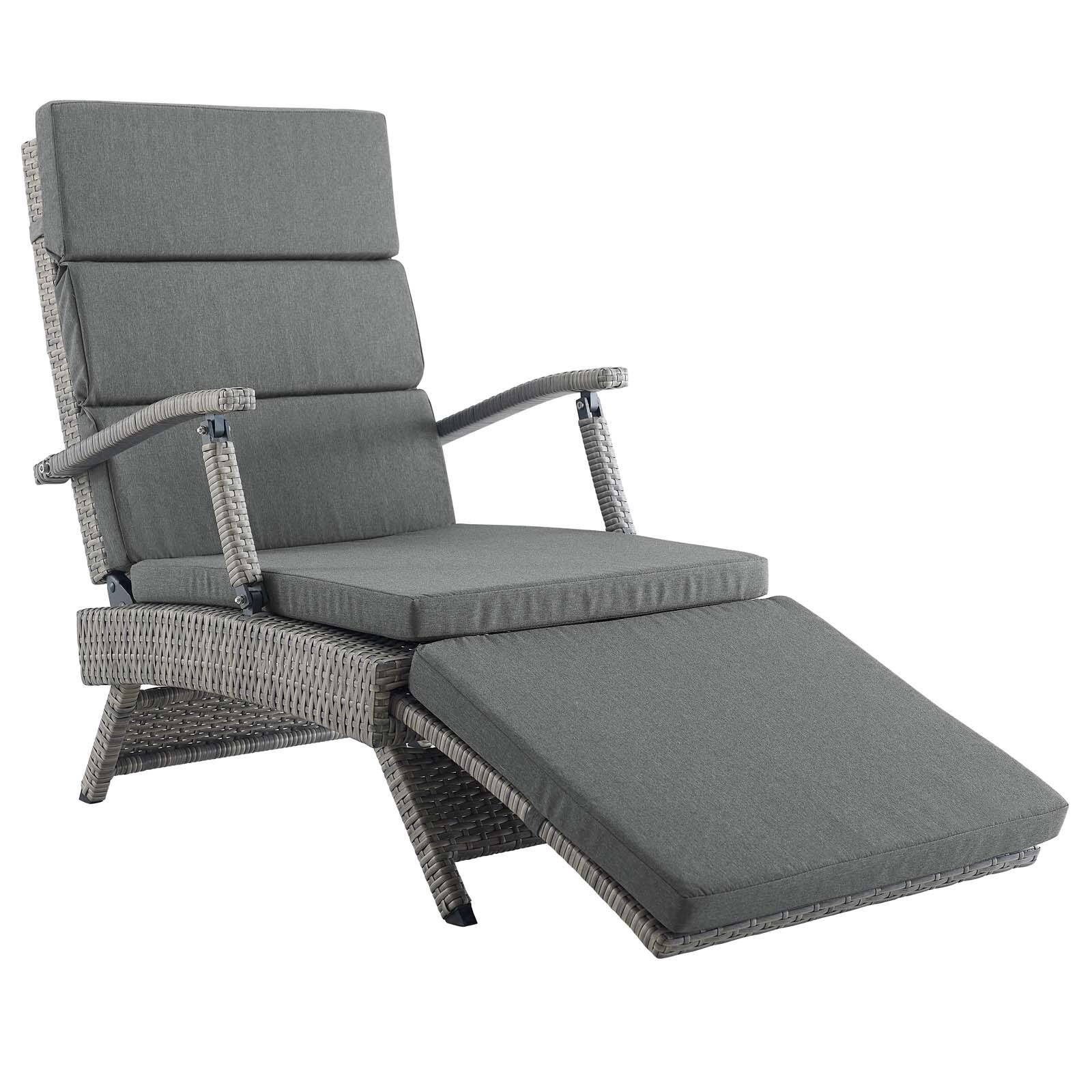Alt View 2. Modway - Envisage Chaise Outdoor Patio Wicker Rattan Lounge Chair by Modway - Light Gray Charcoal.