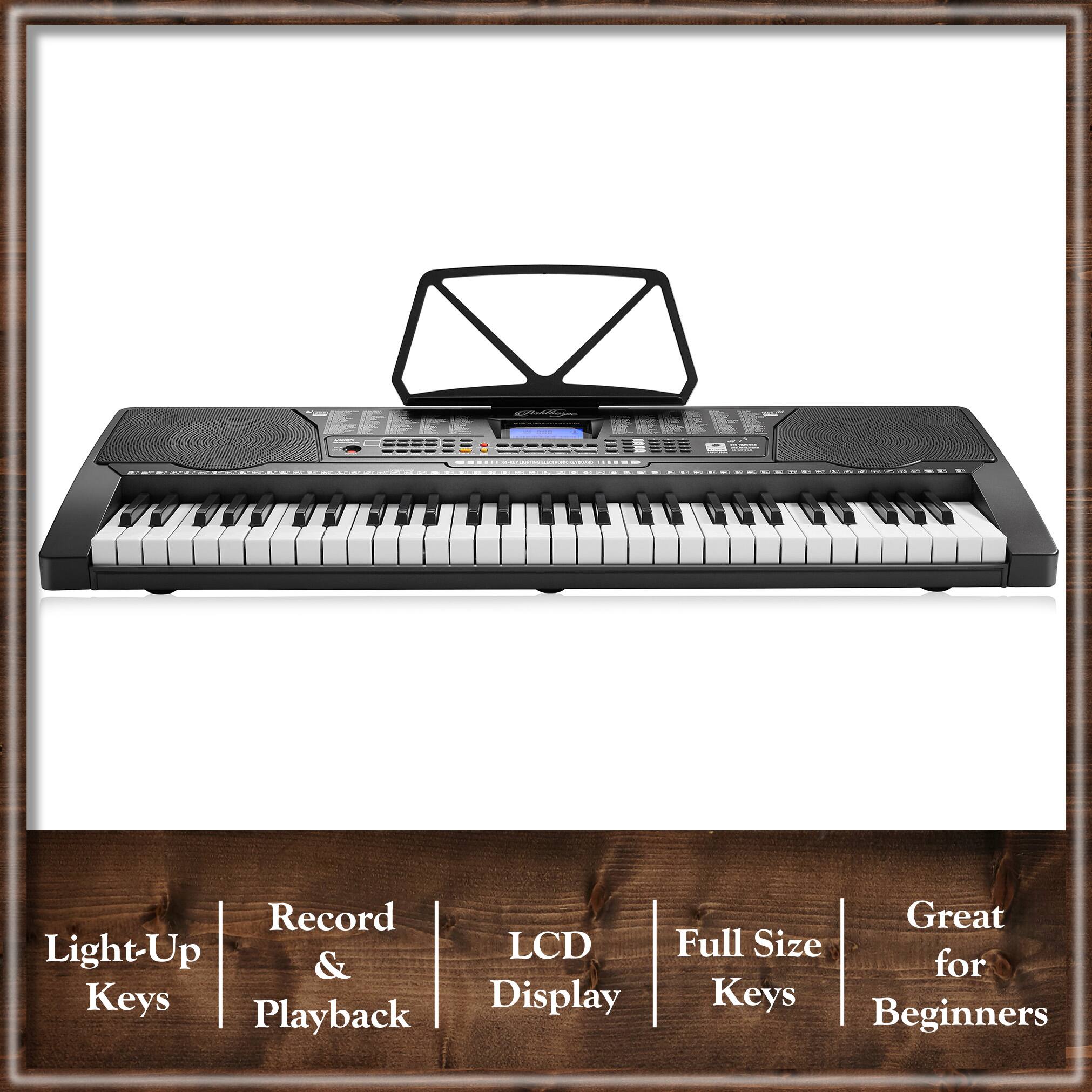 - LightUp Keys
- Record & Playback
- LCD Display
- Full Size Keys
- Great for Beginners