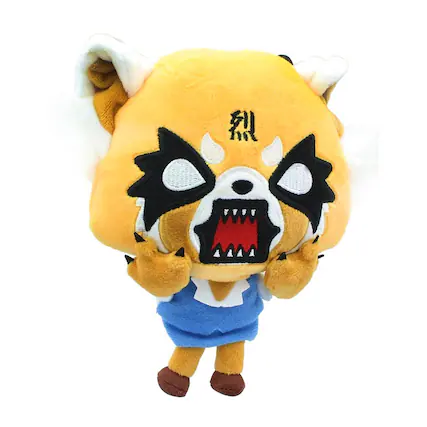 Front. Enesco - Aggretsuko Rage Face 7 Inch Collectible Plush - Orange.