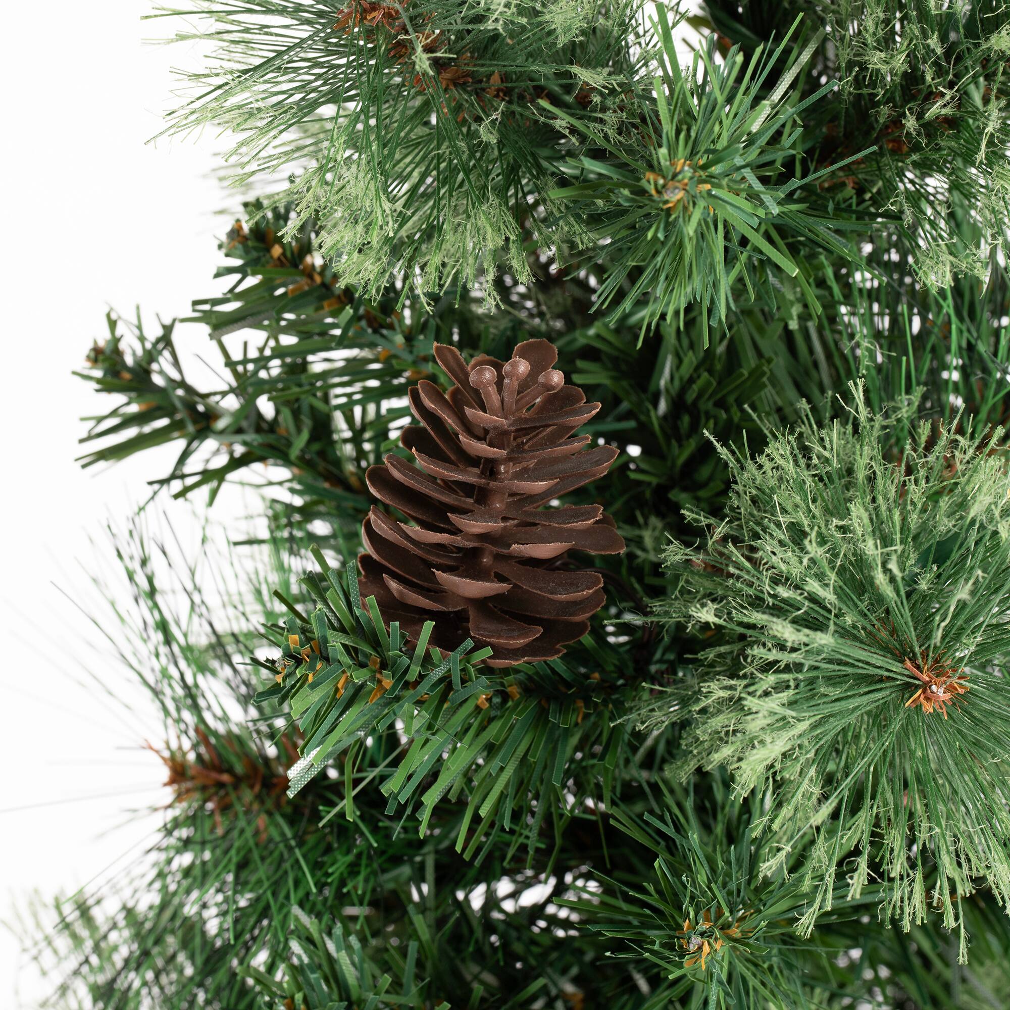 Alt View 9. Glitzhome - Set of 3 5ft/6ft/7ft Green Cashmere Pine Christmas Porch Tree With pinecones,90/130/200 Warm White/Multi-color Lights - Green.