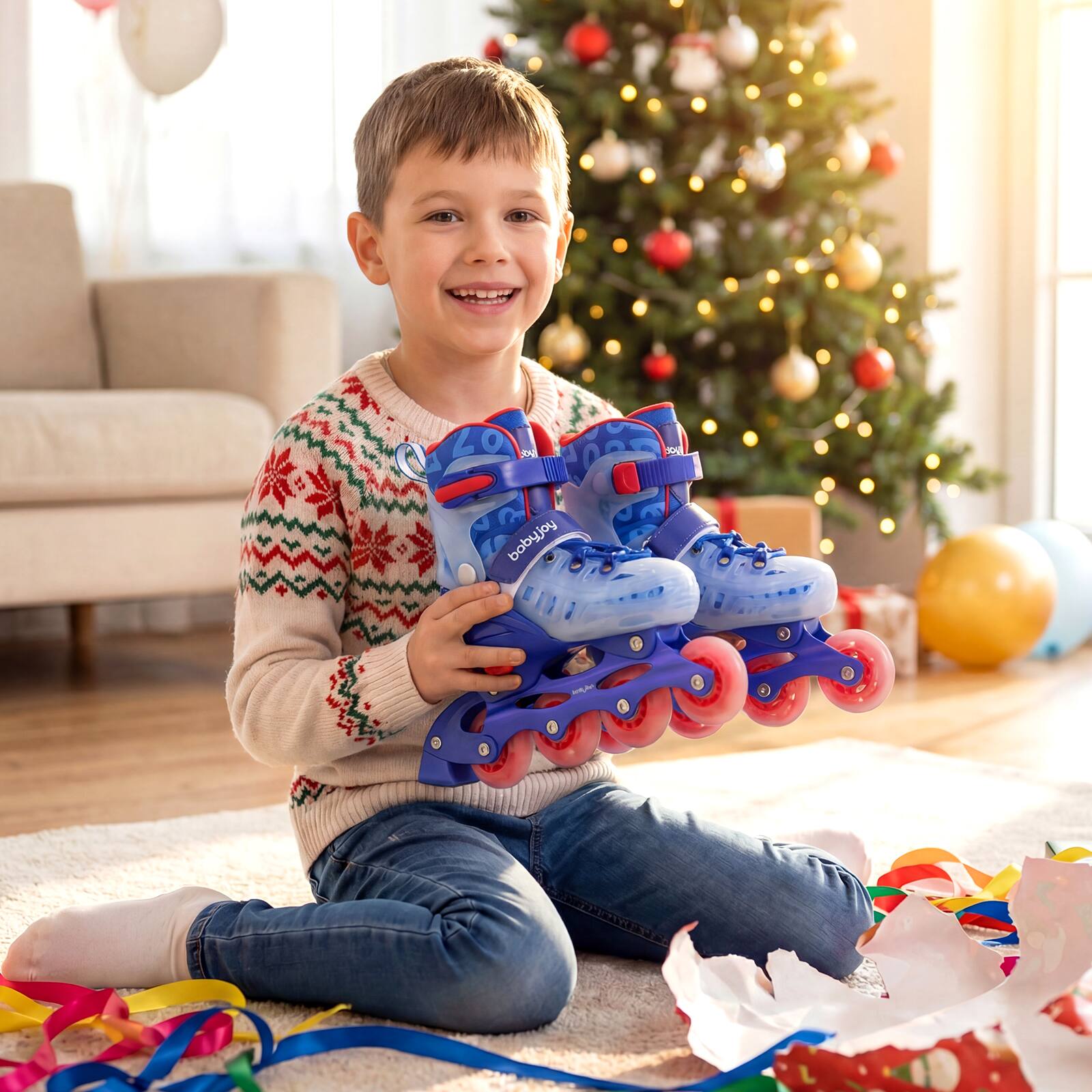 Alt View 1. Gymax - Gymax Kids Inline Skates for Boys Girls 4-Size Adjustable Illuminating Roller Skates Blue - Blue.