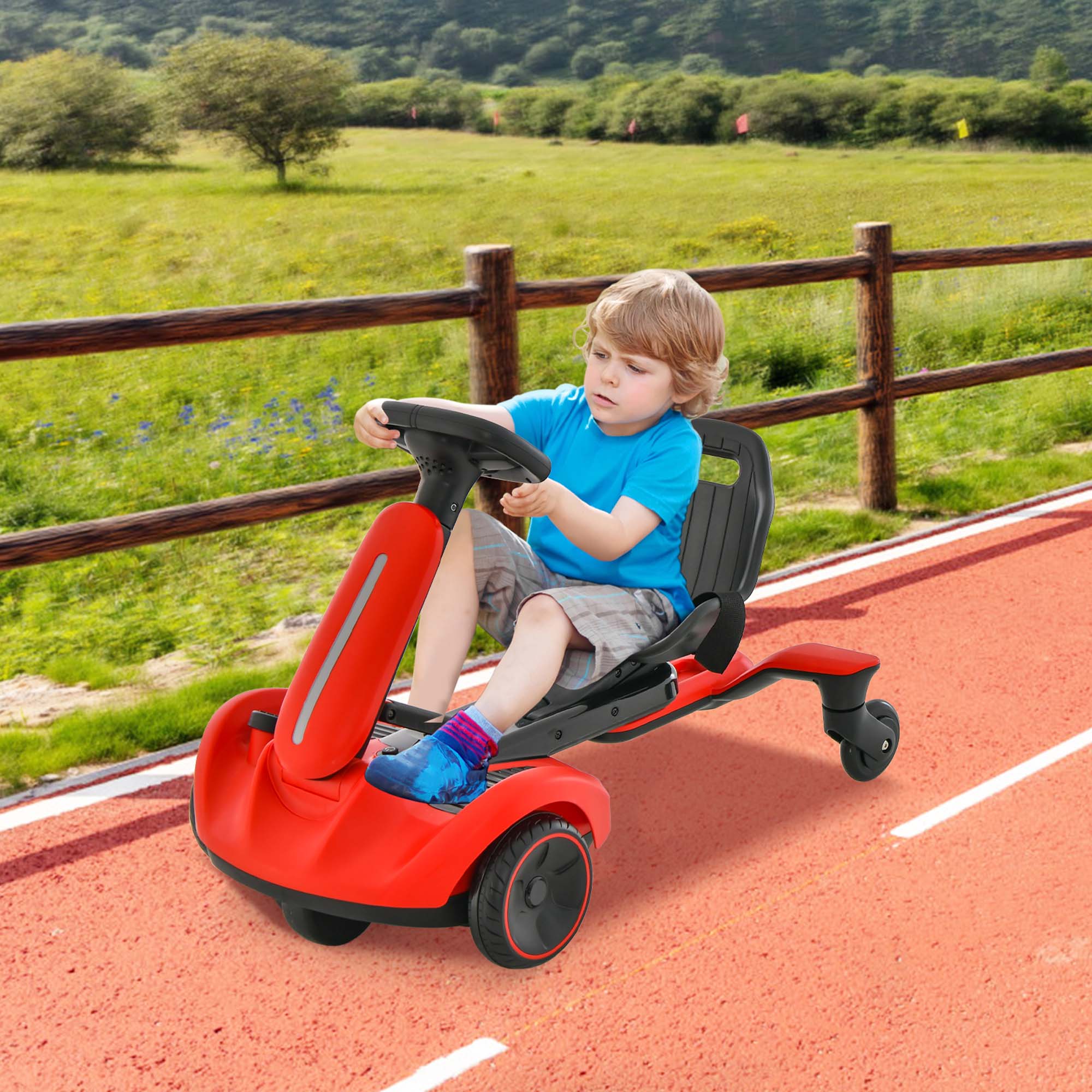 Alt View 1. Costway - Costway 6V Kids Ride On Drift Car Electric Drifting Go Kart for Kids with 360° Spin - Red.