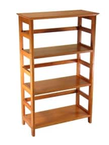Hivvago - 4-Tier Book-shelf Wood Bookcase in Honey Finish - Brown