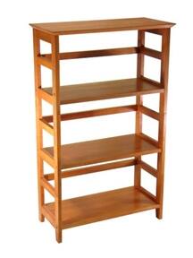 Hivvago - 4-Tier Book-shelf Wood Bookcase in Honey Finish - Brown