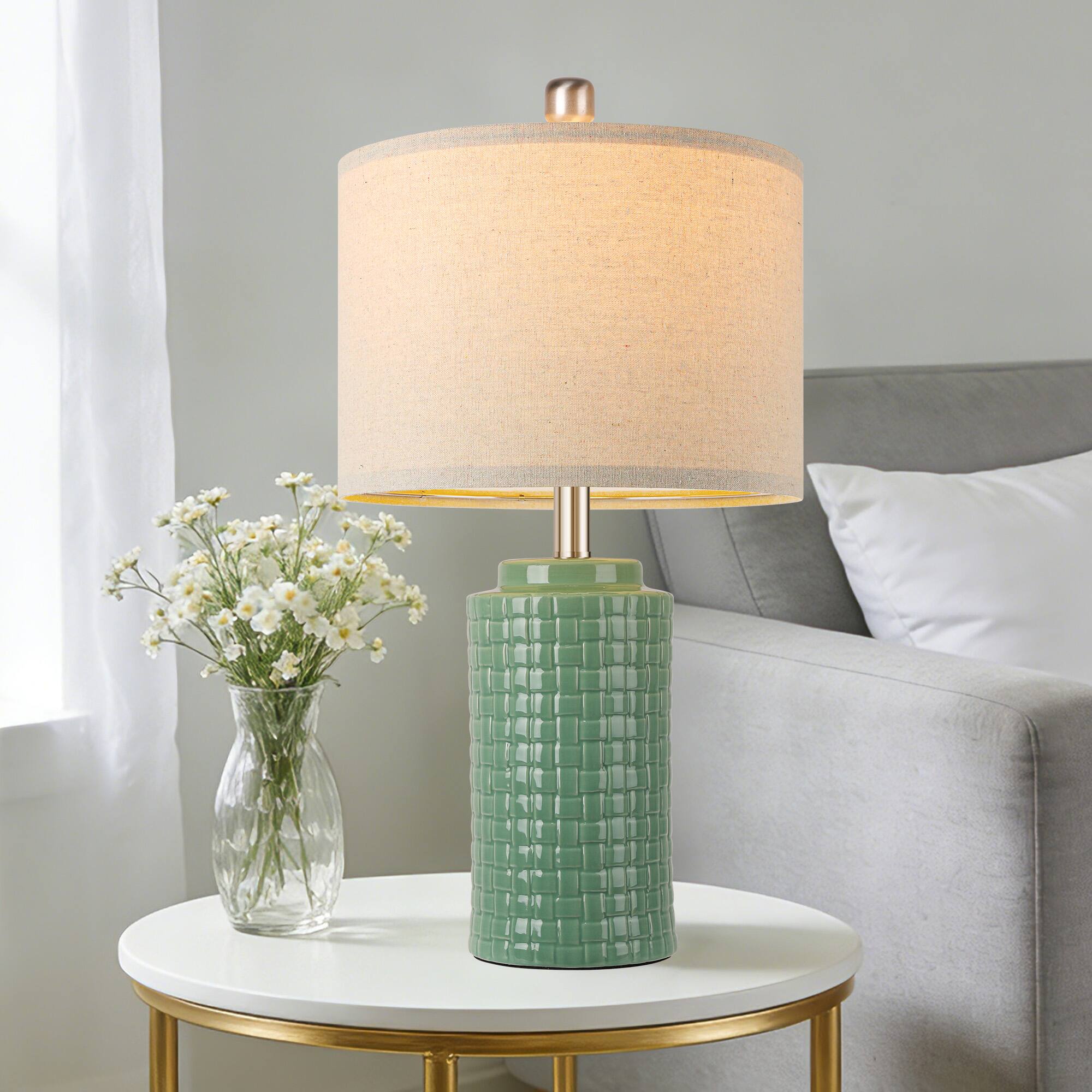 Alt View 2. partphoner - Green Woven Ceramic Table Lamp - Green.