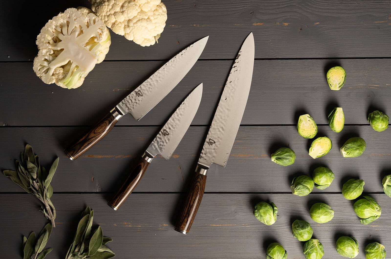 Alt View 2. Shun - Premier Cutlery Starter Knife Set, 3 Piece - Brown.