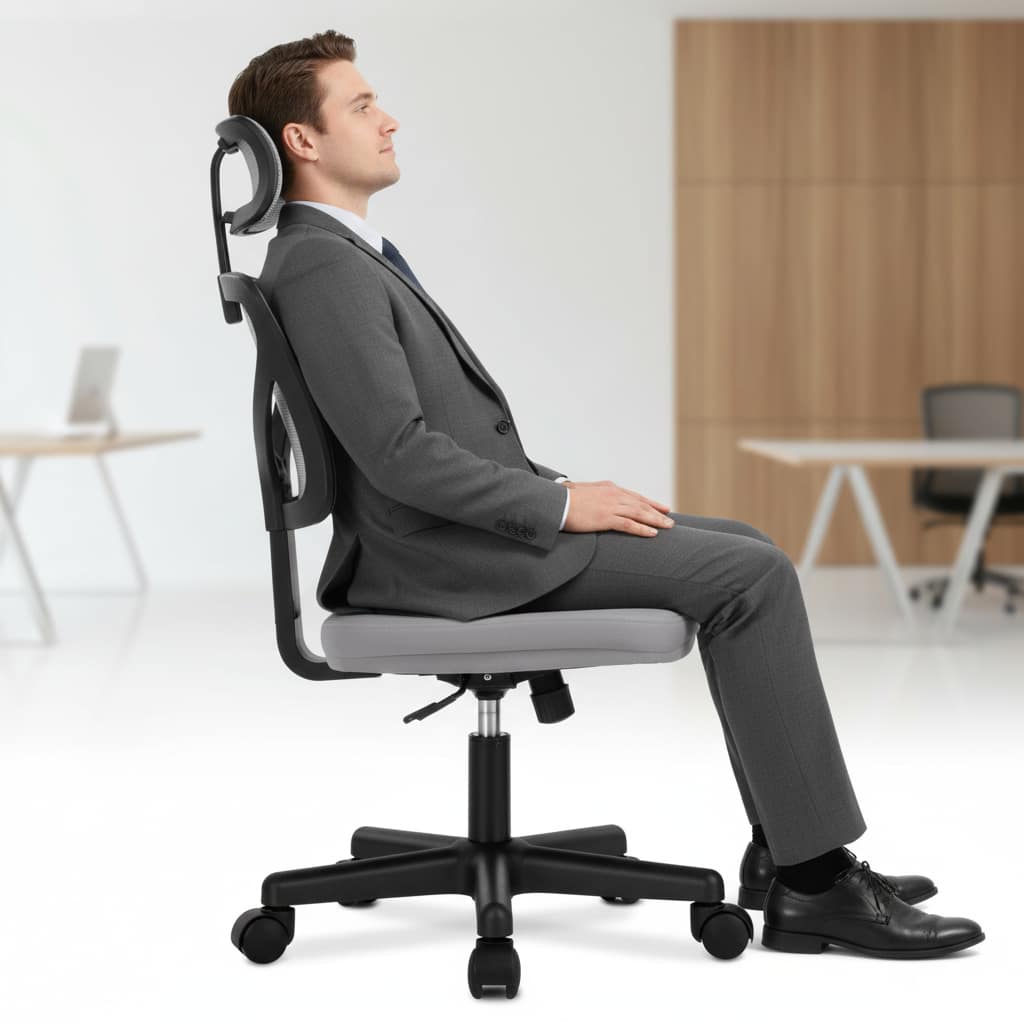 AOITUN - Office Computer Desk Chair-GY-1 with Ergonomic Lumbar Support and Adjustable Armrests - Gray
