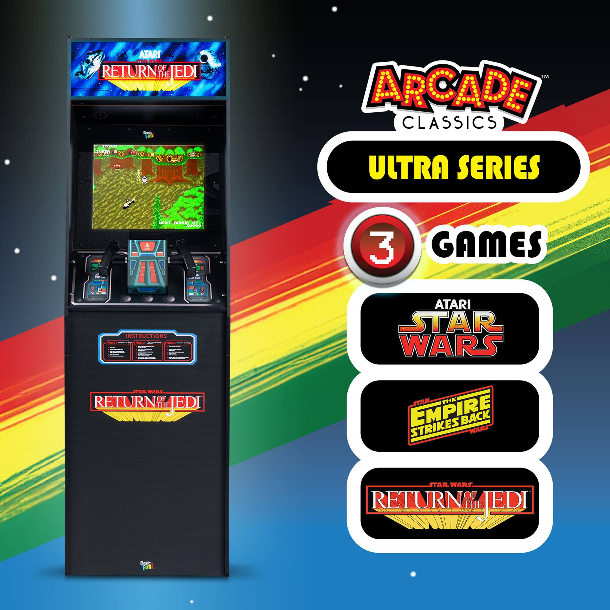 ATARI RETURN OF THE JEDI  
ARCADE CLASSICS ULTRA SERIES  

INSTRUCTIONS  

3 GAMES  
ATARI STAR WARS  
THE EMPIRE STRIKES BACK  
RETURN OF THE JEDI