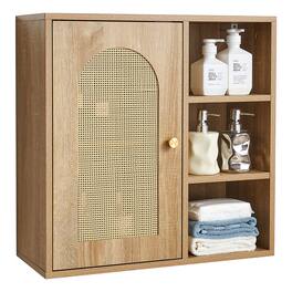 VEVOR - Bathroom Wall Cabinet, Door and Adjustable Shelf with 5 Height Levels, Over the Toilet Storage Medicine - Natrual wood